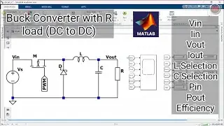 Buck converter | DC to DC converter | with R load | All Measurements | Matlab simulink