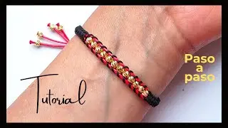 TEJIDO PULSERA PARA PRINCIPIANTES, MACRAME, NUDO Y BALINES MUY FACIL Y SENCILLA PARA HACER 
