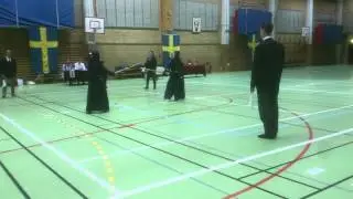 Kendo SM 2014 - Dam, Pool A - Michiko Komaki (r&ouml;d) mot Erika Olsson (vit)