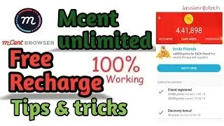 #mcent  #jassieinfotech mcent unlimited recharge aap || new update || 2019