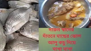 দাঁতনে মাছের ঝোল আলু কচু দিয়ে মাখা মাখা।🍲🍛