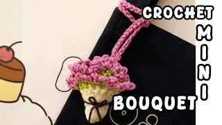 HOW TO CROCHET FOR BEGINNERS.FLOWER BOUQUET KEYCHAIN💐NO SEW,NO MAGIC RING.EASY STEP BY STEP.