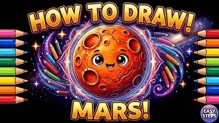 How to Draw MARS Planet 🔴 | Easy Mars Drawing Step by Step | Space Drawing for Kids