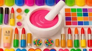 Satisfying Slime ASMR Video | DIY Making Glossy Slime Mixing Random Makeup Glitters Lipstick Squishy