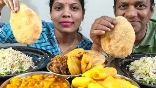 🔥🔥Big Bites Veg fried Rice,Chana Panner Masala Puri ,Pakodi, Papad #mukbang @foodloversavitha..5
