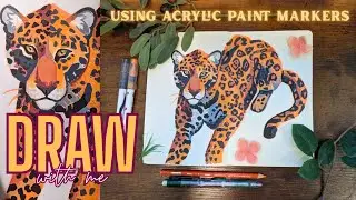 draw with me! creating a vibrant jaguar 🐆 with let's resin acrylic markers
