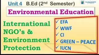International NGO's & Environment Protection- EFA, WWF, CI, Green Peace. IUCN// Unit 4// Envt. Edu
