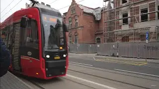 Poland, Katowice, tram 14 ride from Pl. Miarki to Granicza