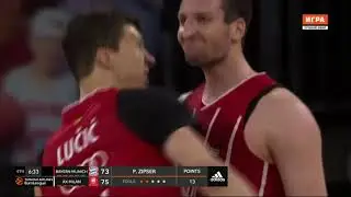 Great rim protection by Kyle Hines. Paul Zipser manages to push the ball through the hand though.