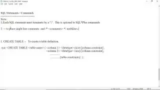 Oracle SQL statements Create table insert