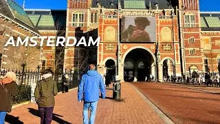 Sunny Walk in Amsterdam On A Winter Day, POV Walking Tour in 4K