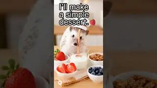 Hedgehog Makes a Cute Dessert! 🍓🫐🥣 | AI Short #animals #shorts #cute #fyp