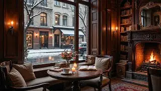 Winter Coffee Shop Ambience with Warm Jazz Music for Relaxing, Work ⛄ Smooth Jazz Instrumental Music