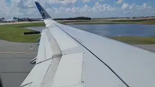 Taxi and takeoff from Orlando Florida to Cancun Mexico on Frontier Airlines Airbus A321
