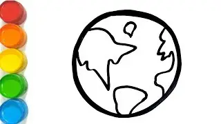 Earth and Rocket coloring and drawing Learn Colors and English for Kids, Toddlers | BebeMong Toy Art