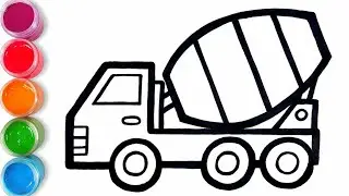 How to draw glitter Mixer Truck for kids |Draw kids