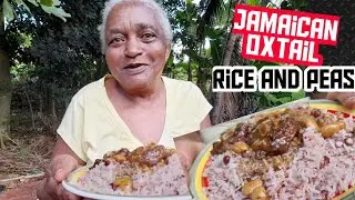 80 years old Mama ENA cooks  Oxtail with Rice and Peas| outdoor cooking