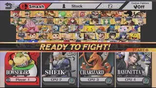 Super Smash Bros. for Wii U: Bowser Jr. VS Sheik VS Charizard VS Bayonetta