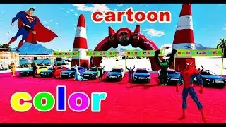Cartoon for kids Learn color w spiderman cartoon Police car transportation Cargo plane