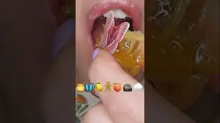 ASMR Satisfying Eating Emoji Foods 🍯🍋🪨 #asmr #emojichallenge #satisfyinglips