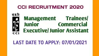CCI Recruitment 2020|&nbsp; MT, Junior Commercial Executive, Junior Assistant posts|