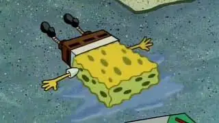 spongebob crying on the floor