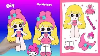 🎀 Paper DIY 🎀 My Melody Sticker Book 💖 Sanrio Coloring & Paper Craft ASMR
