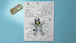 Bluey Making A Snow Angel / Coloring Bluey with Markers / Speed Coloring Time Lapse