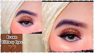 Brown glitter eyemakeup | Easy makeup in just 3-steps | Tutorial for beginners