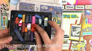 First Grade Art Lesson -Snowy mountain Landscape Chalk Pastel