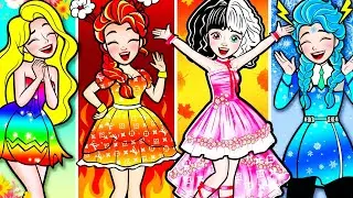 💖Paper DIY💖Rapunzel and Frozen & Fire Princess Dress Design Contest | Rapunzel Compilation 놀이 종이