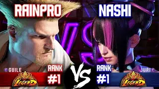 SF6 ▰ RAINPRO (#1 Rank Guile) vs NASHI (#1 Rank Juri) ▰ High Level Gameplay