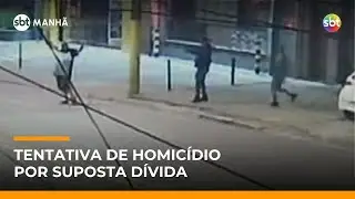 Homem &eacute; perseguido e baleado em frente a com&eacute;rcio na Grande SP | #SBTManh&atilde;