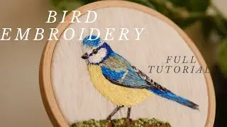 Реалистичная роспись иглой Blue Tit Bird Embroidery Tutorial для начинающих