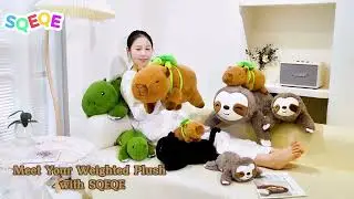 Weighted Capybara Plush | Soft Pillow Toy with Turtle Backpack | Stress Relief Plushie 