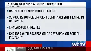 LCSO: 13-year-old Nims student arrested Monday after bringing &lsquo;makeshift knife&rsquo; to campus