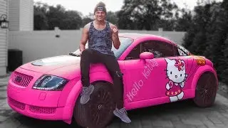 I Wrapped His Car HELLO KITTY.. This is His Reaction