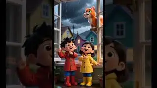 Funny Orange Cat Aur Bachon Ki Barish Ki Masti | Funny orange cat