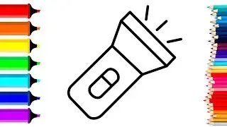 Drawing and Coloring a Glitter Torch Coloring Pages with The Kids Zone