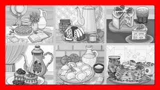 A Delightful Culinary Journey Breakfast Pancakes Strawberry Cake Hey Color by Number #coloringbook