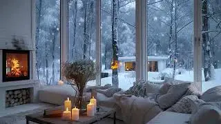 🎼 Warm Candlelight Piano for 3 Hours | Elegant White Lounge, Snowfall & Floral Calm