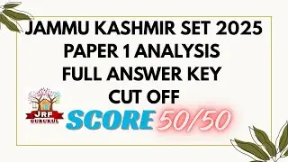 JAMMU KASHMIR SET 2025 PAPER1 ANSWERKEY|JK Set Cut off| #jkset #jksetpaper1answerkey2025 #jkset2025 