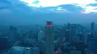 Makati and Ortigas aerial at night Metro Manila