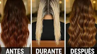 Como hacer un BALAYAGE tono rubio MOCHA MOUSSE en un cabello te&ntilde;ido de rojo cobrizo
