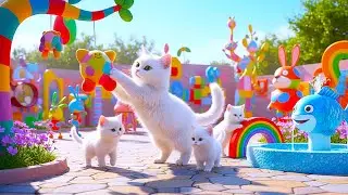 Кошка-мама подстригает шерсть на ферме и вяжет шапочку тигра для котят дома 🐾🎩🐯
