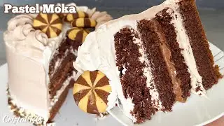 Receta del Mejor pastel suave sabor Moka con crema de caf&eacute; y chocolate 