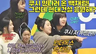 인쿠시 응원 온 신인감독 김연경 원더독스의 백채림 그런데 현대건설 응원해?!! [여자배구직캠]