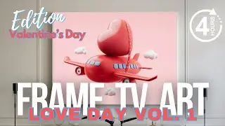 Valentine's Voyage: Love Airplane in the Pink Sky - 4K TV Art #tvframe #tvartslideshow