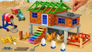 DIY Mini Tractor Builds a Strong Two-Story House with a Chicken Coop After the Earthquake