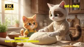 Cat Story: Mama Cat Teaches Kitten LEO Kneading Fluffy Bread 🍞☁️ Baking with Mama Cat - Cat ASMR